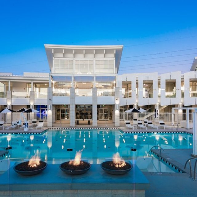 Rockpoint Apartments - Resort-Style Lap Pool with Luxury Lounge Area and Fire Pits